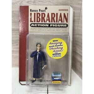 Shushing Nancy Pearl Librarian Action Figure - Unopened Bookmarks & Trading Card
